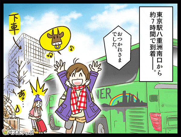 東京駅八重洲南口から約7時間で到着。お疲れさまでした。