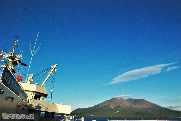 桜島が見送ってくれます。