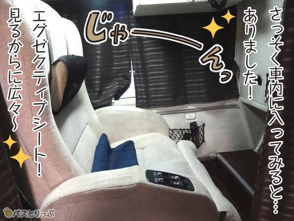 さっそく車内に入ってみると…ありました！エグゼクティブシート！見るからに広々～