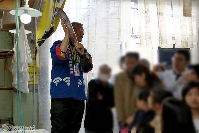 次は鮮魚、鯛のセリです