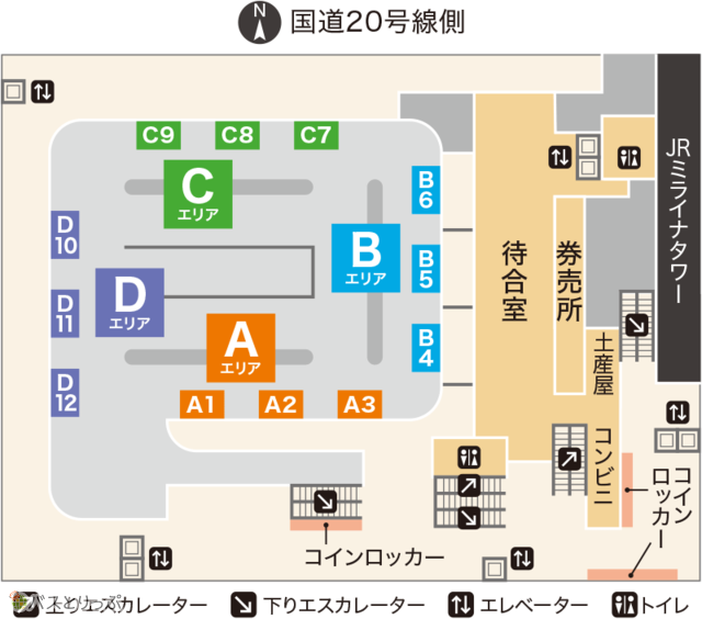 Floor map of Busta Shinjuku on 4th Floor Bus Terminal 