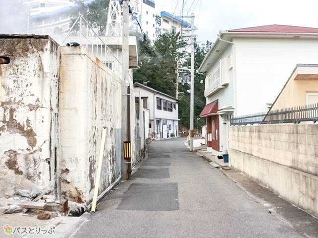 路地裏の道を進んでいきます(南紀白浜「崎の湯」に行って来た)