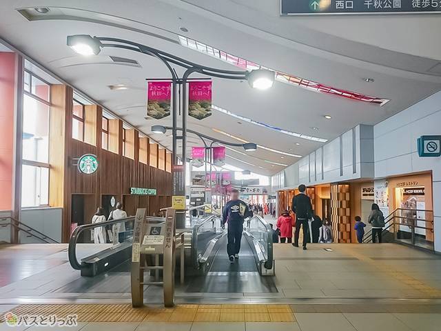 スターバックスコーヒーを左手に直進