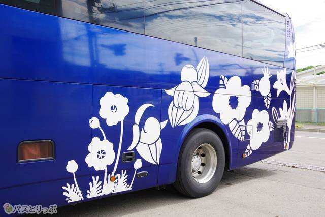 わっかない号の車体後部の花のデザイン。かわいい！