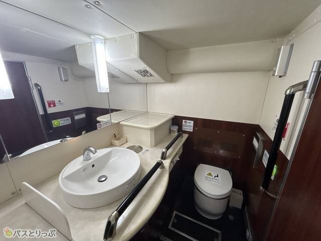 広いトイレ内部。鏡が大きいのも嬉しいです