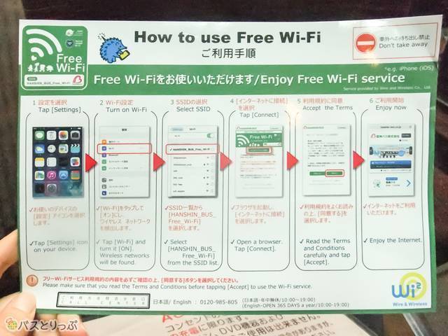 フリーWi-Fiの接続方法の案内