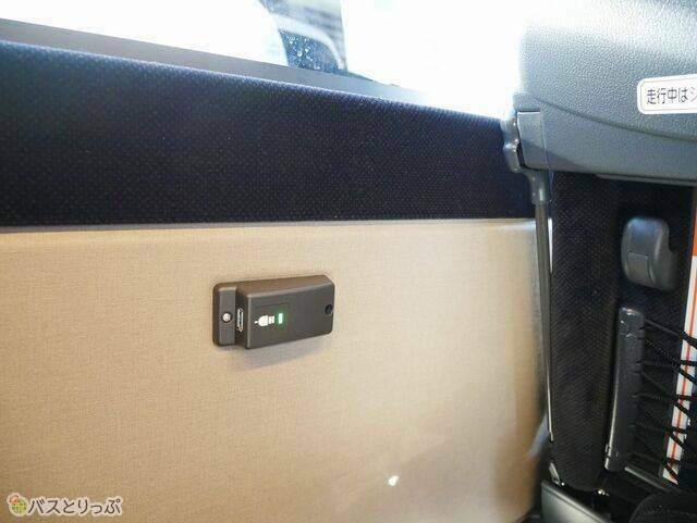 窓側のUSBポートは壁に