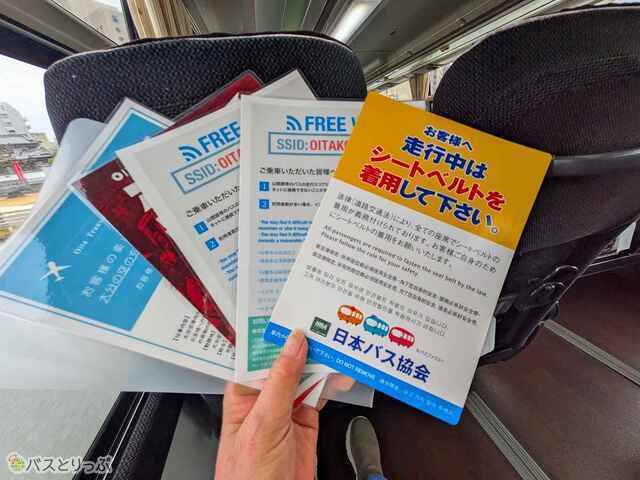 網ポケットの中のリーフレット